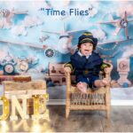 A Time Flies Aviator themed cake smash